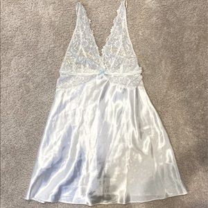 Gilligan and O’Malley White Satin and Lace Babydoll Nightgown